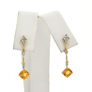 14k white topaz and citrine earrings